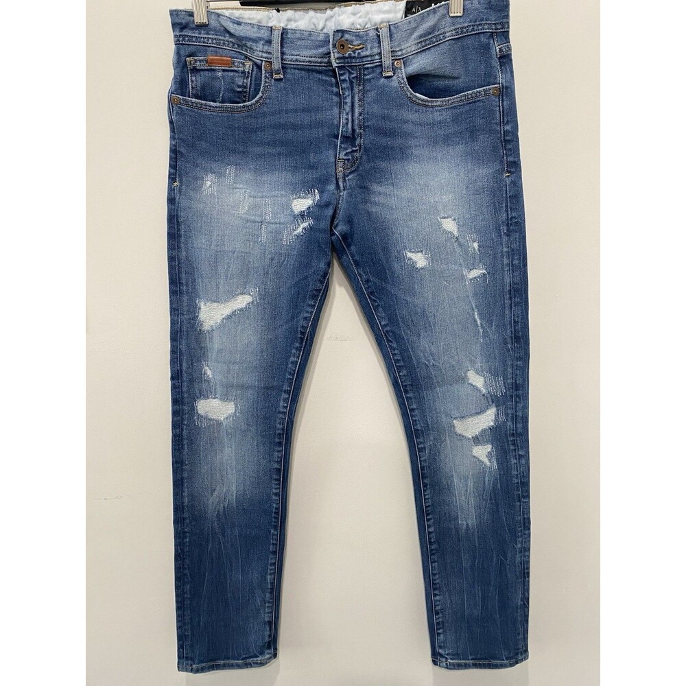 Armani Exchange J13 Men's Slim Fit Distressed Medium Wash 32x30 Jeans Stretch